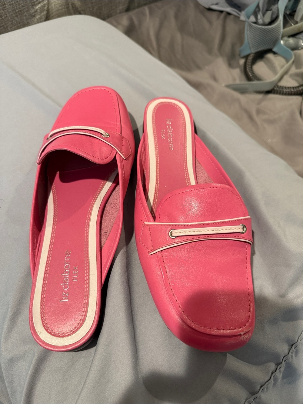 Liz Claiborne Pink Slip-On Leather Mule Loafers